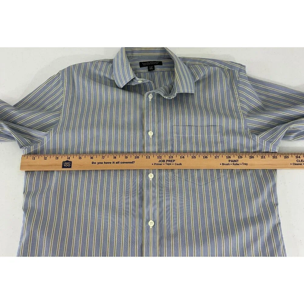 Banana Republic Non-Iron Classic Fit Button Up Shirt Blue Yellow Stripe Men's M
